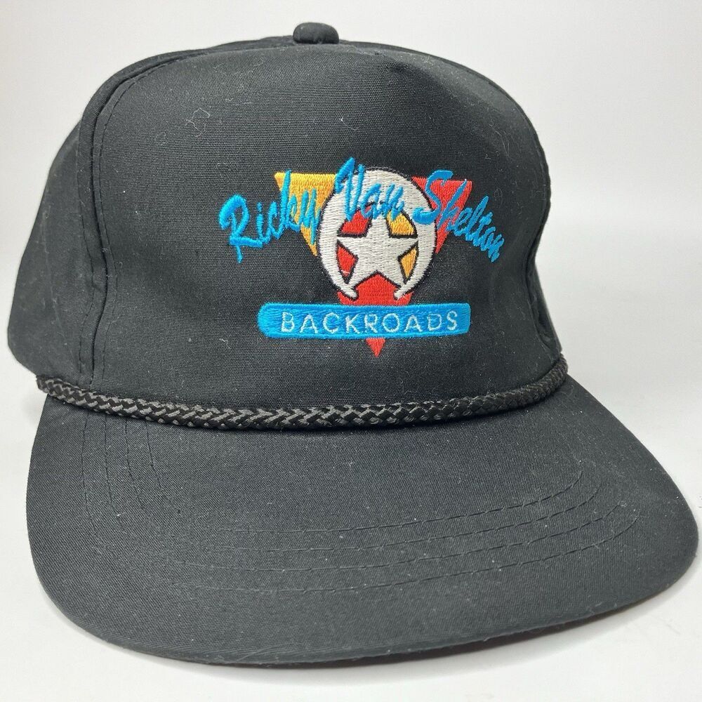 Ricky Van Shelton Backroads Tour Hat Cap Snapback Rope Embroidered Black Vintage